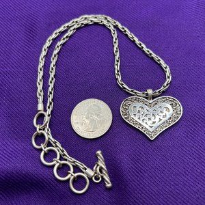 LOIS HILL Rare Sterling Silver Chain Necklace with Heart Charm-Vintage